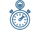 A blue and white stopwatch on a green background